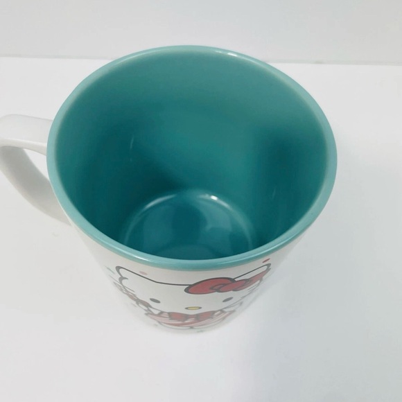Sanrio Hello Kitty Aqua Blue Christmas Tree Peppermint Dress 24 oz Holiday Mug - Picture 6 of 6